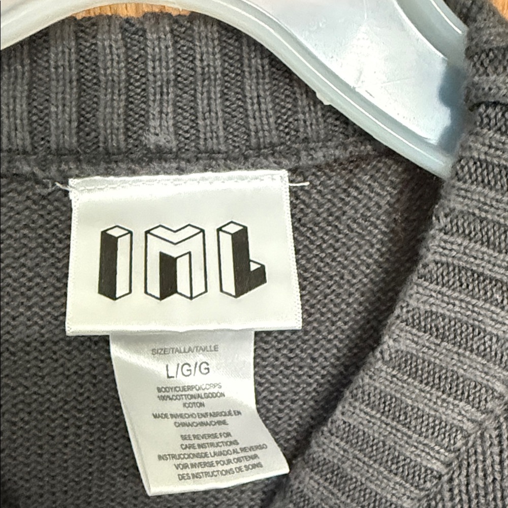 Charcoal Crewneck Sweater with Red and Green Accents - Picture 2 of 3